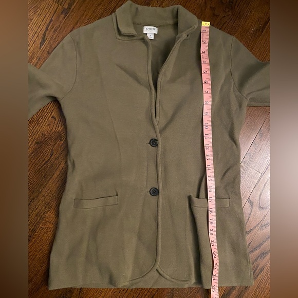 J.Crew- sweater blazer 100% cotton women green button up cardigan lady jacket S - Picture 4 of 16